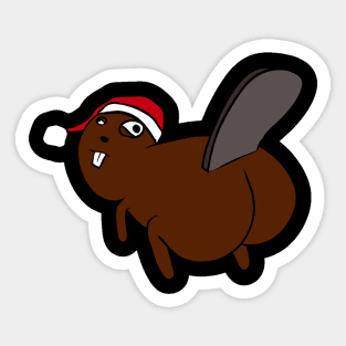 Silly Christmas beaver Sticker